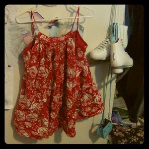 Red gapkids dress white flower pattern